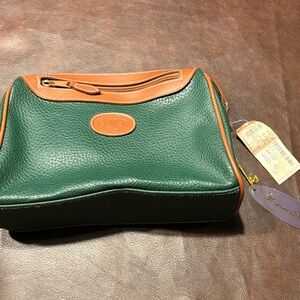 Green and Tan Leather Shoulder Bag